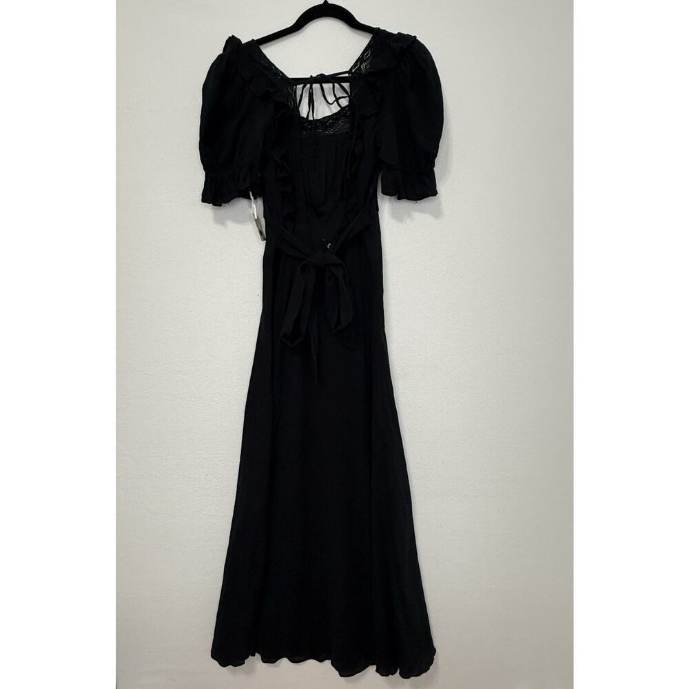 Free People Endless Summer Crochet Ruffle Maxi Dress Festival Boho Flowy Size L - Picture 6 of 8